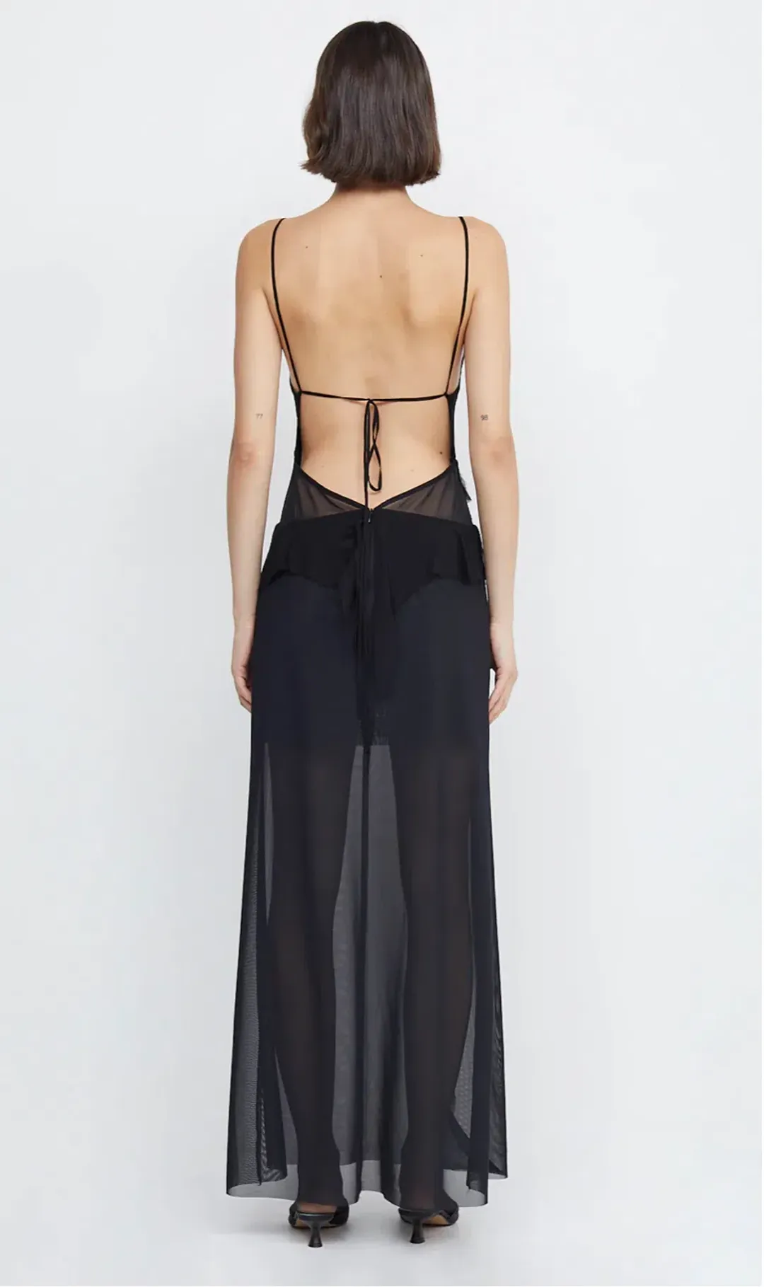 Bec & Bridge Aurelie Strap Frill Maxi Dress Black Size 6 for rent on The Volte - main image