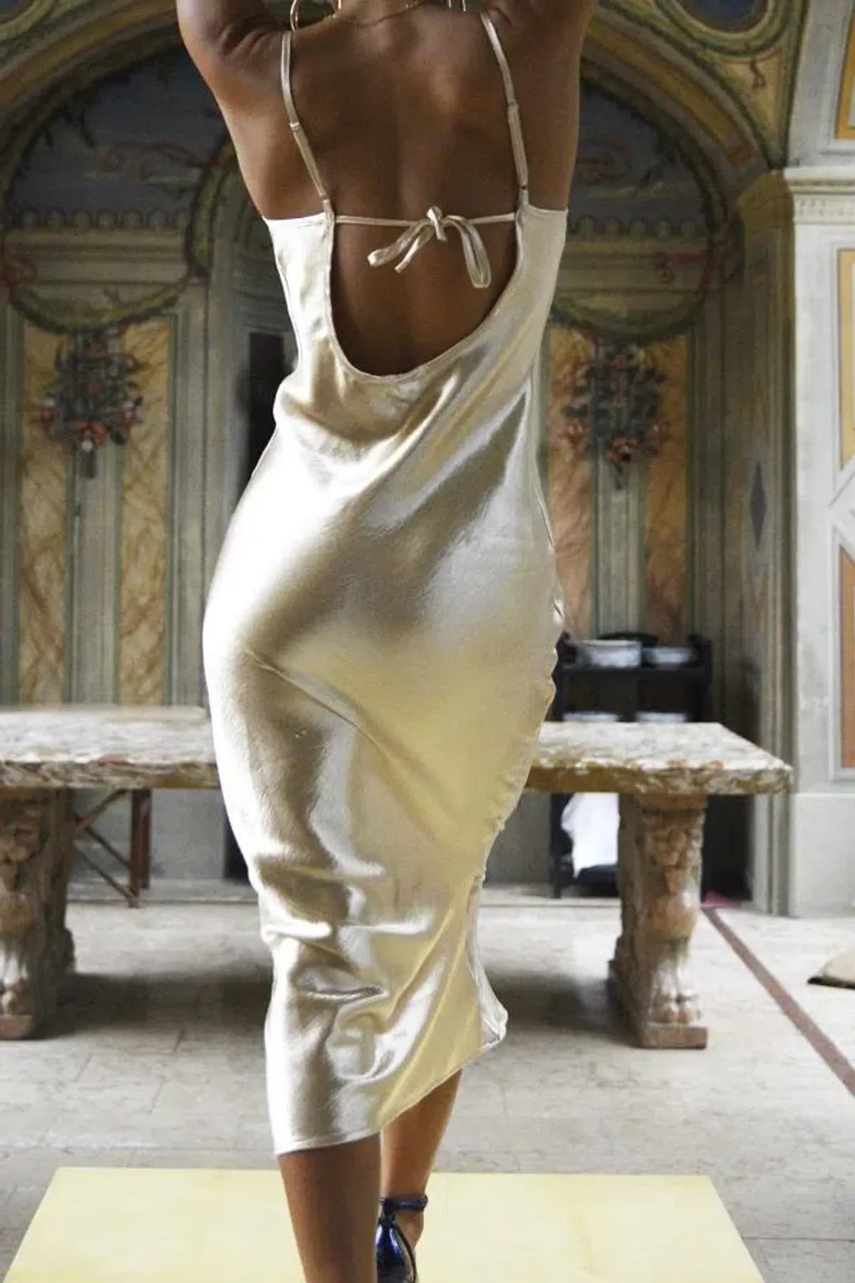 Rat & Boa Sofia Midi Dress Gold Size S / AU 8 - Image 3