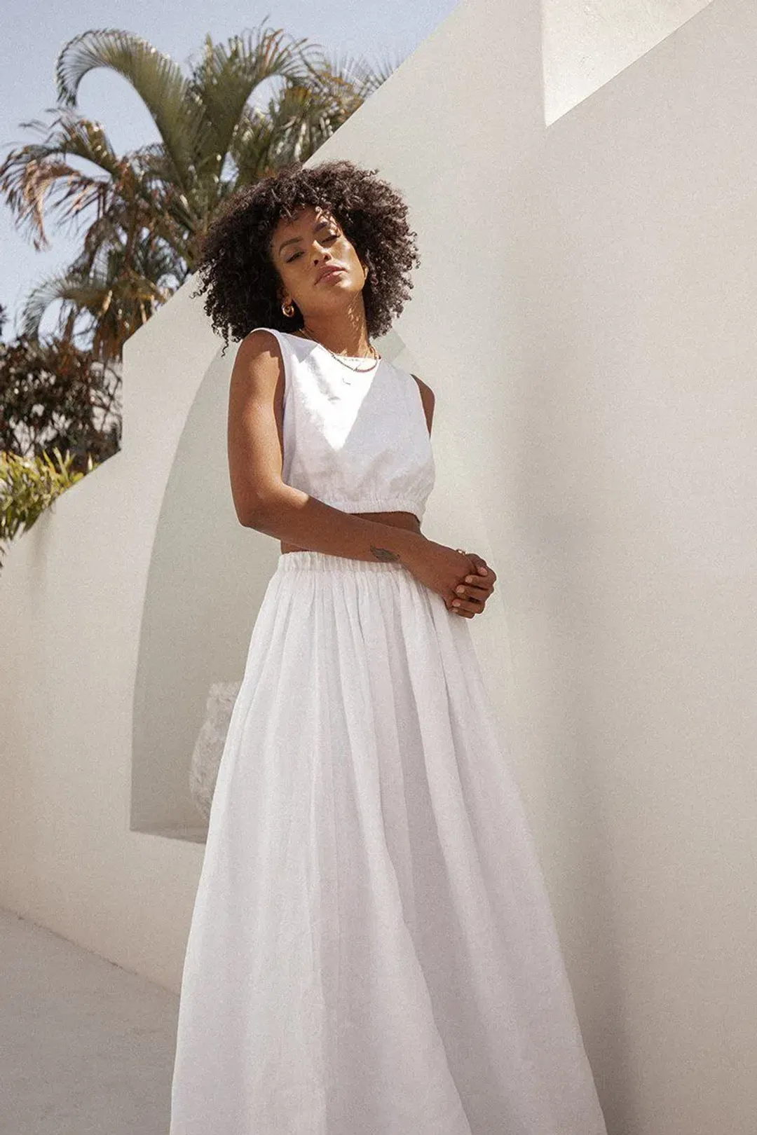 DISSH Dylan Linen Crop Top and Maxi Skirt Set White Size S / AU 8 for rent on The Volte - main image