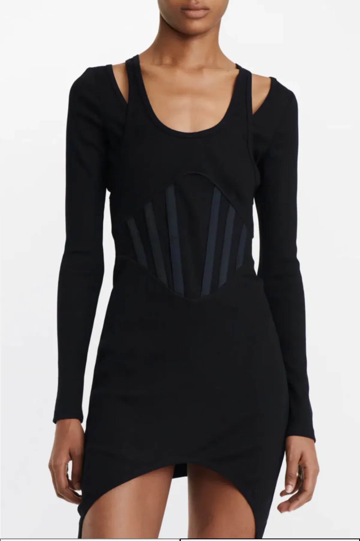 Dion Lee Fin Rib Corset Mini Dress Black Size 10 - Image 4