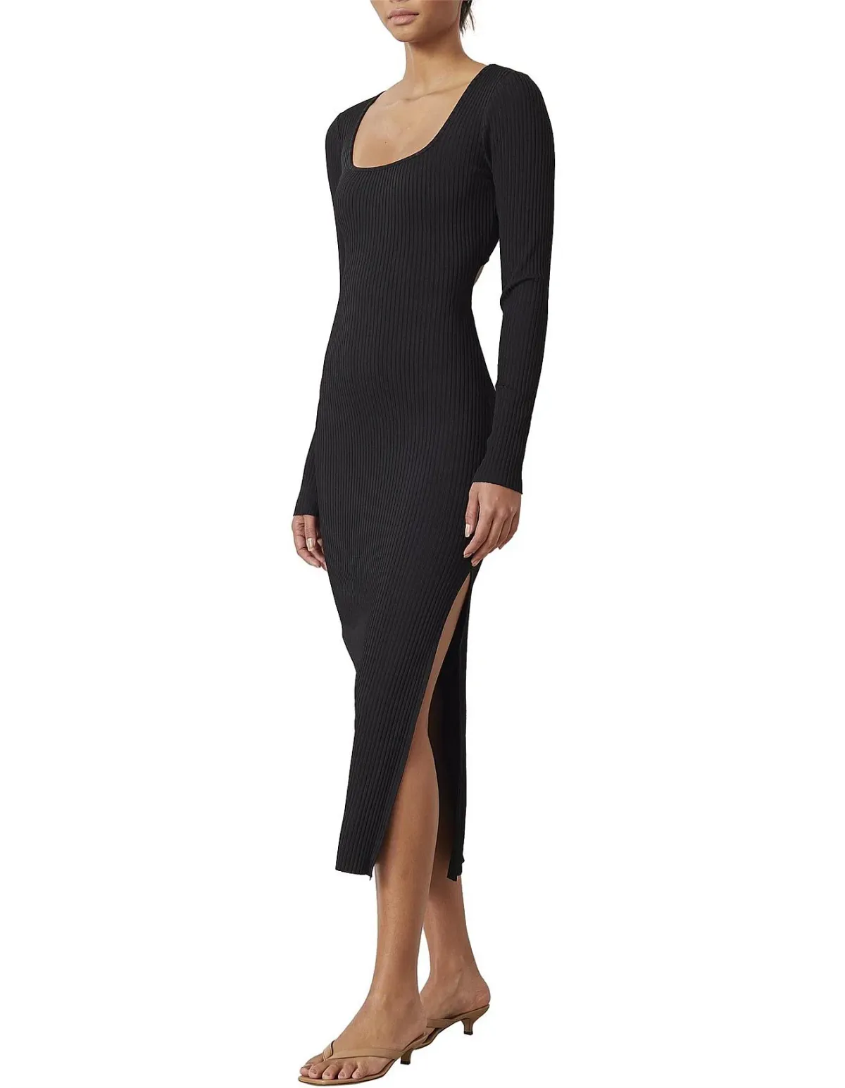 Bec & Bridge Noir et Blanc Long Sleeve Midi Dress Black Size AU 8 - Image 1