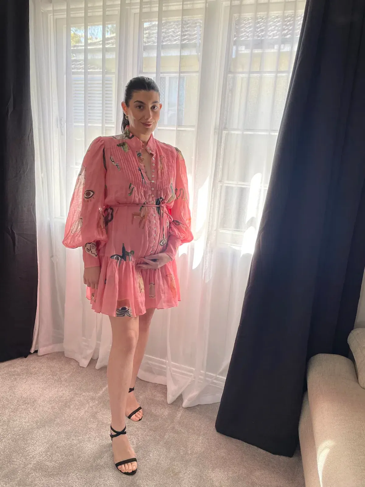 Alemais Cleo Smock Mini Dress Pink/Print Size 10 - Image 4