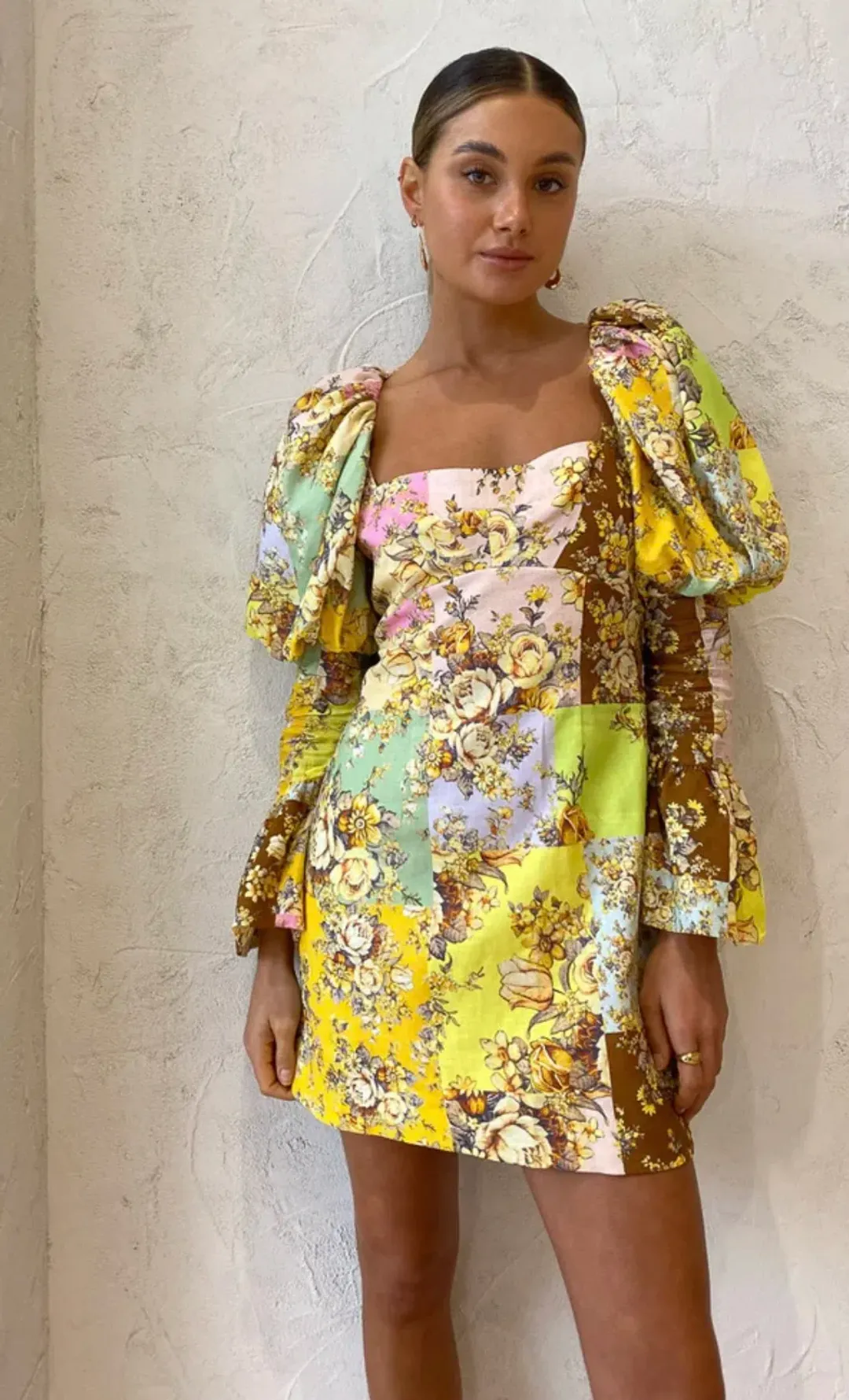 Alemais Matilde Puff Sleeve Mini Dress In Multi 12 for rent on The Volte - main image