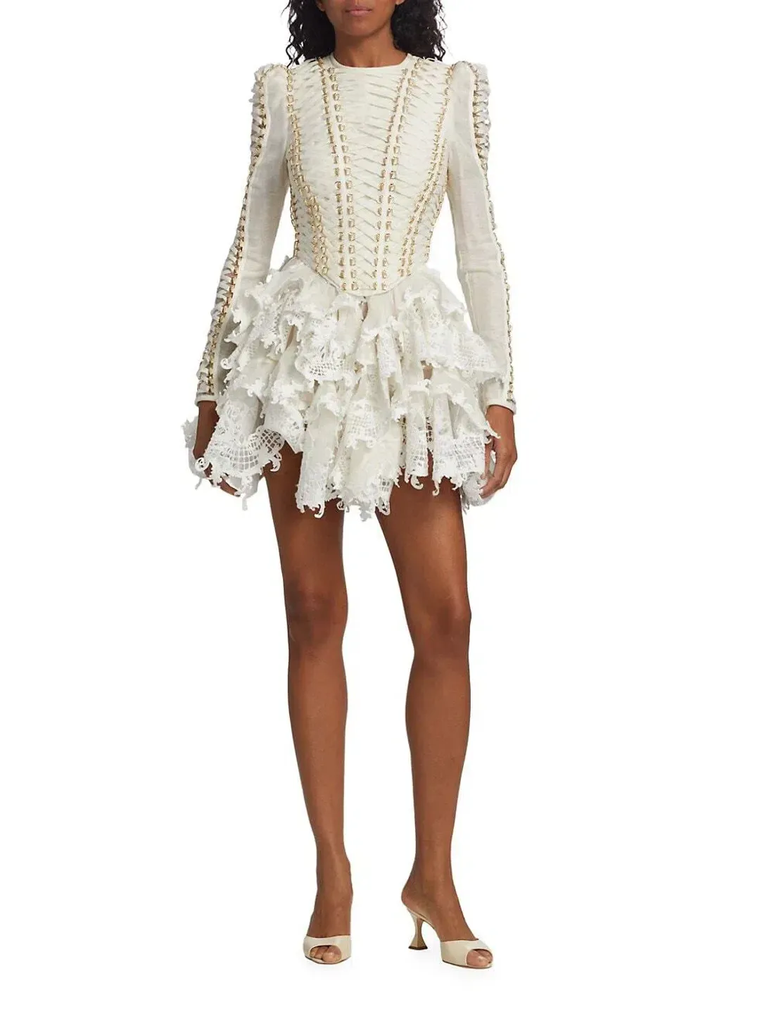 Zimmerman Coaster Corset Laced Dress in Ivory Size 0 / AU 8 for rent on The Volte - main image