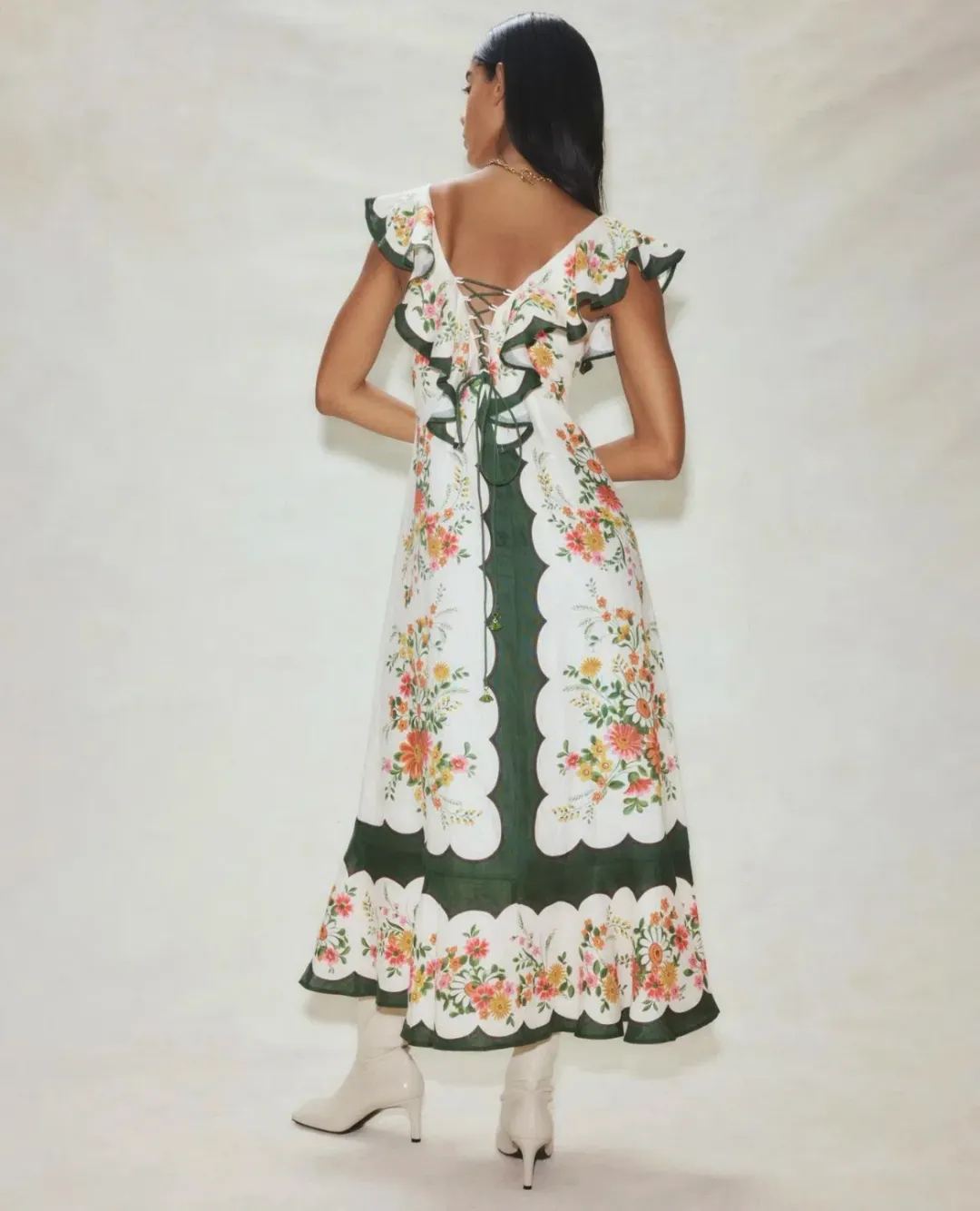 Alemais Elisabetta Ruffle Midi Dress Multi Size AU 8 for rent on The Volte - main image