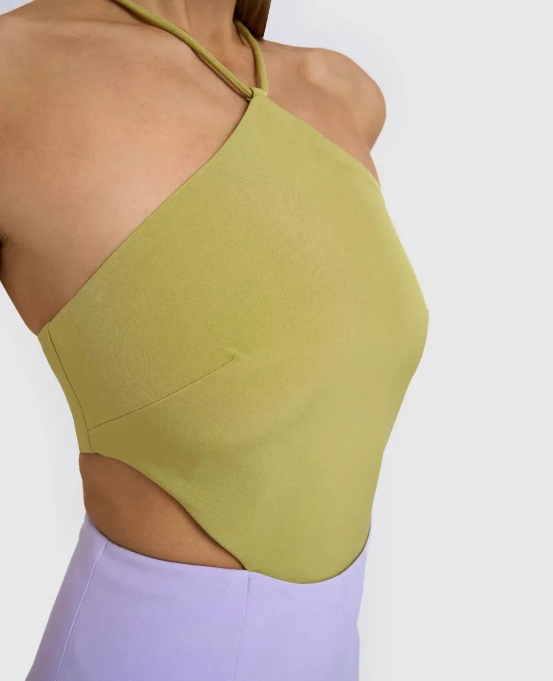 By Johnny The Fresco Halter Maxi Dress Lilac/Green Size 12 for rent on The Volte - main image