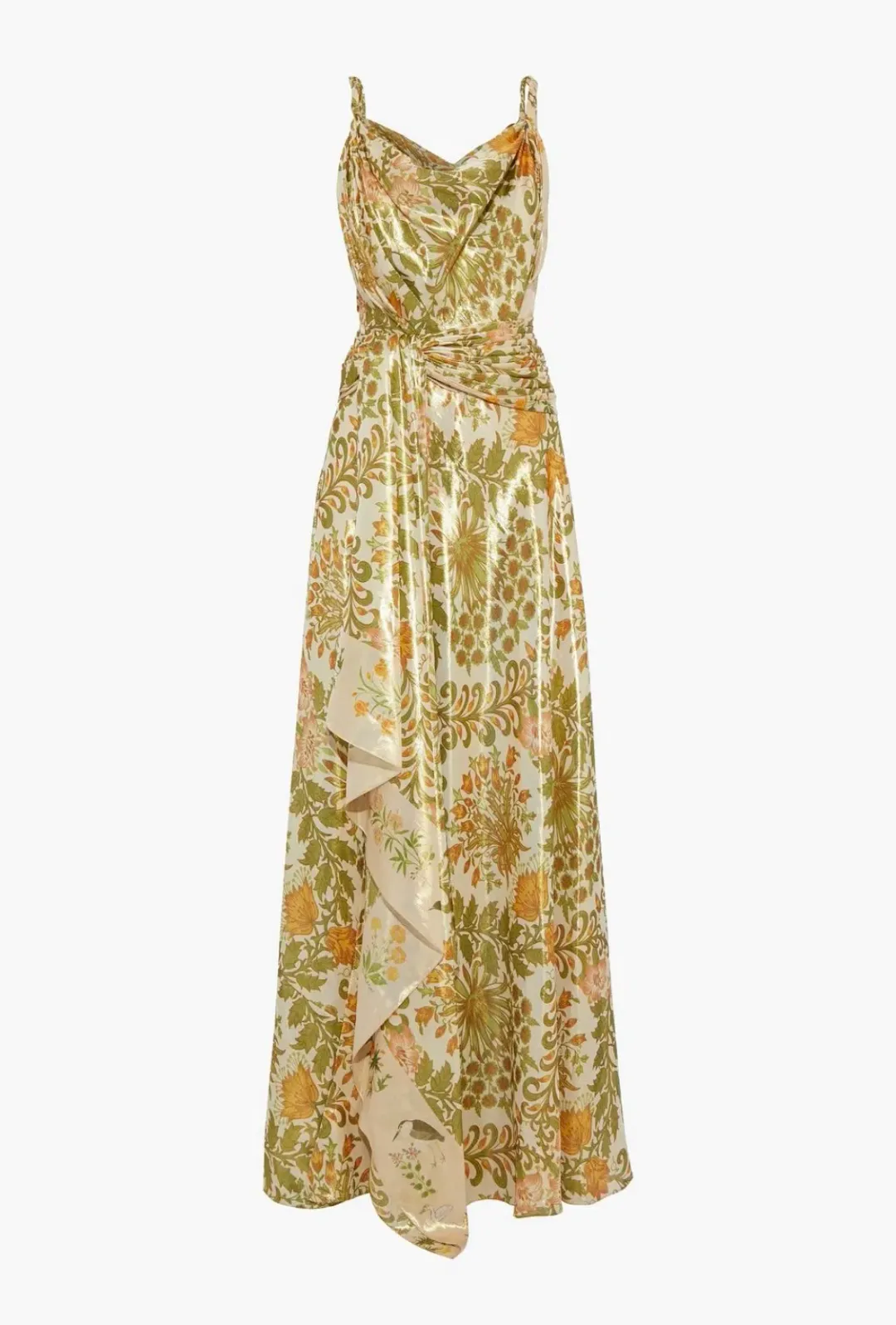 Oscar De La Renta Metallic Lamé Silk-Blend Crepe De Chine Gown Sage Green Size US 6 (AU 10) for rent on The Volte - main image