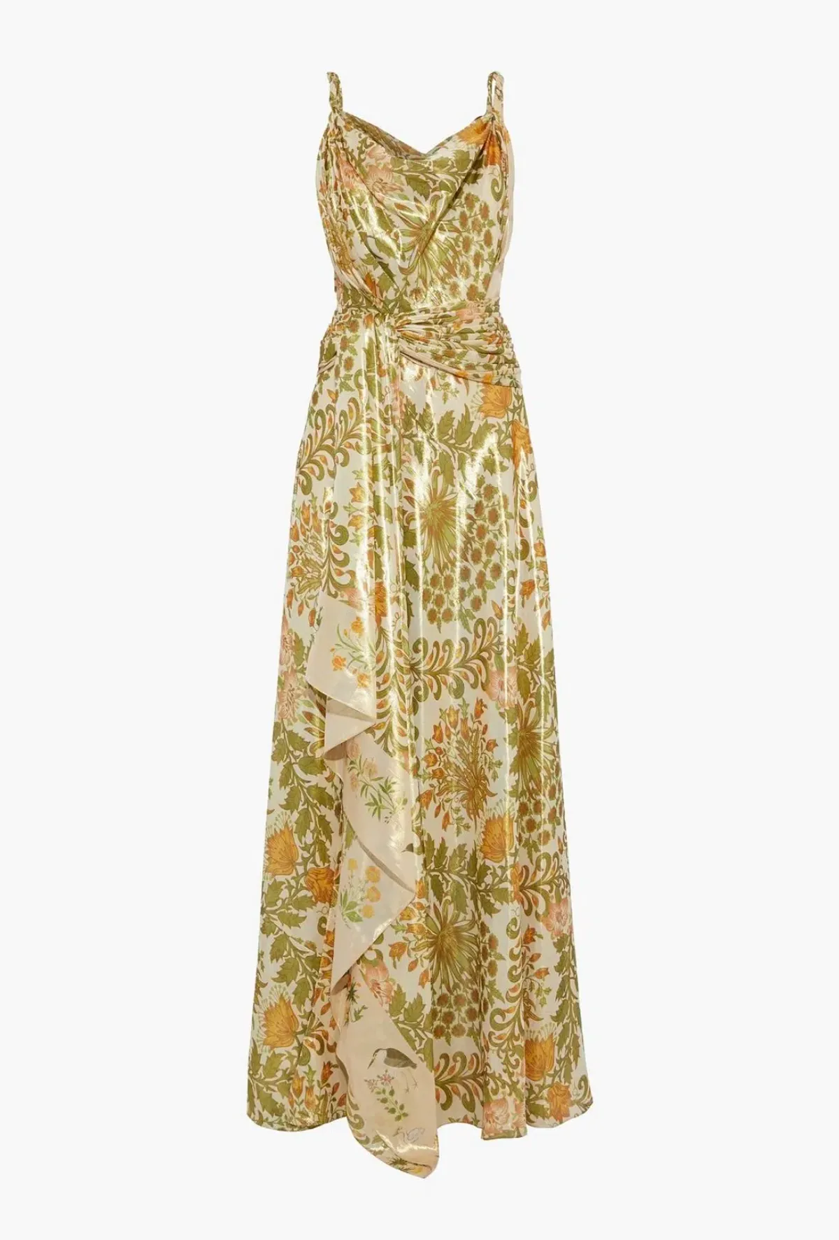 Oscar De La Renta Metallic Lamé Silk-Blend Crepe De Chine Gown Sage Green Size US 6 (AU 10) - Image 4