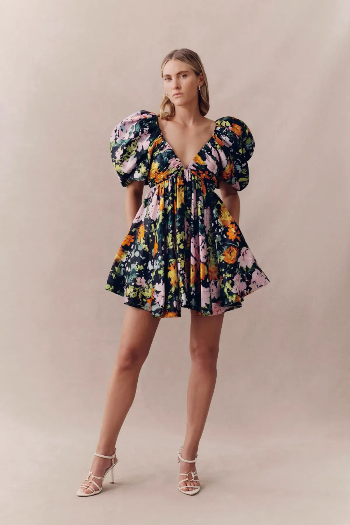 Aje Gabrielle Plunge Mini Dress Midnight Floral Size 8 - Image 1