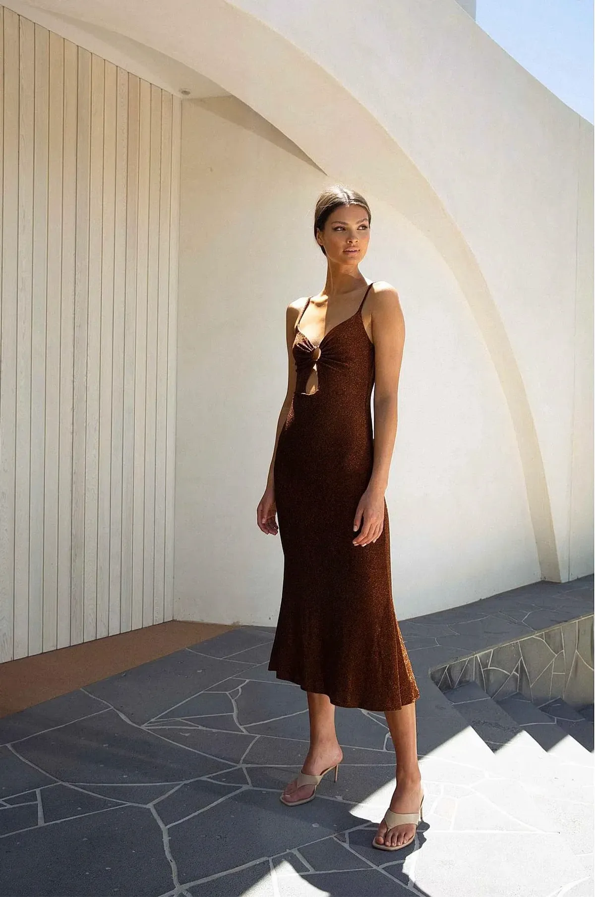 Misha Josette Midi Dress Brown Size 6 - Image 1