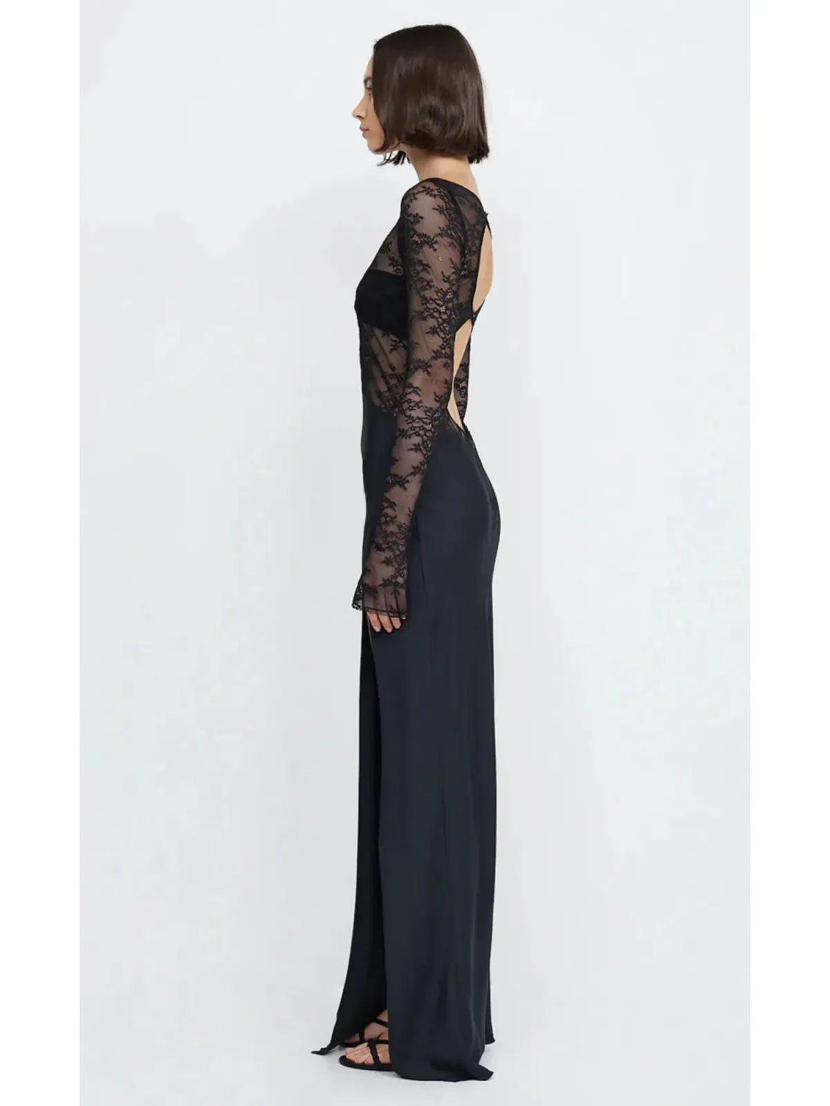 Bec & Bridge Nora Lace Long Sleeve Maxi Dress Black Size AU 8 - Image 2