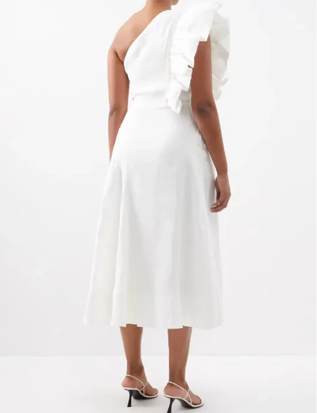 Aje Bonjour Asymmetric Ruffled Dress White Size AU 8  for rent on The Volte - main image