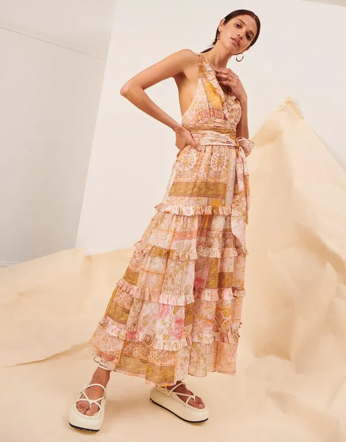 Kate Ford Larissa V Ruched Gown In Electra Size AU 12  - Image 1