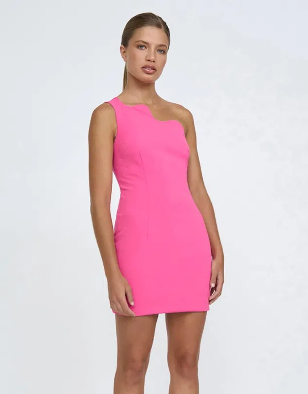 By Johnny Wave One Shoulder Mini Dress Pink Size AU 12  for rent on The Volte - main image