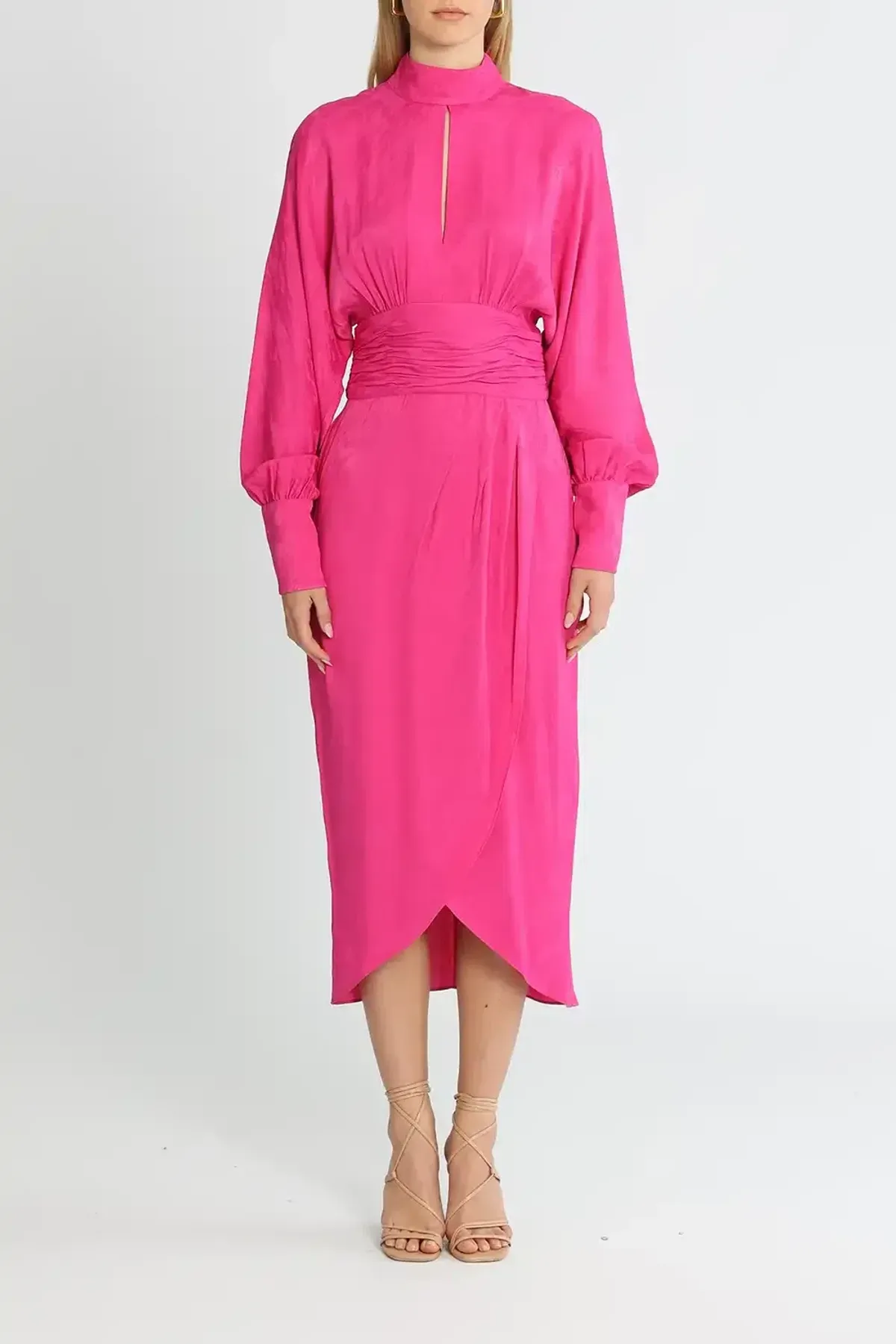 Rebecca Vallance Theresa Midi Dress Fuschia Pink Size AU 14 - Image 1