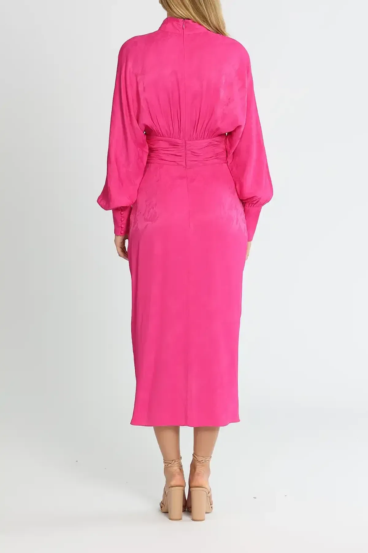 Rebecca Vallance Theresa Midi Dress Fuschia Pink Size AU 14 - Image 3