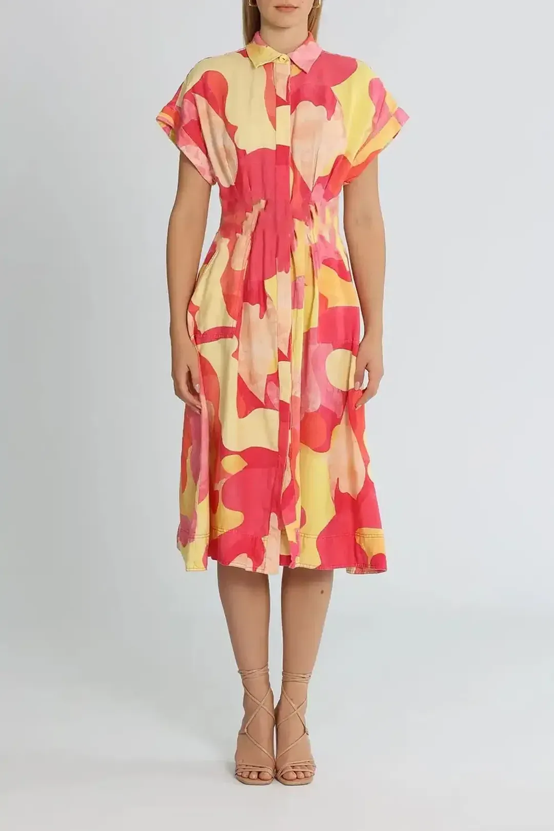 Rebecca Vallance Toretta Midi Dress Multi Print Size AU 8 for rent on The Volte - main image