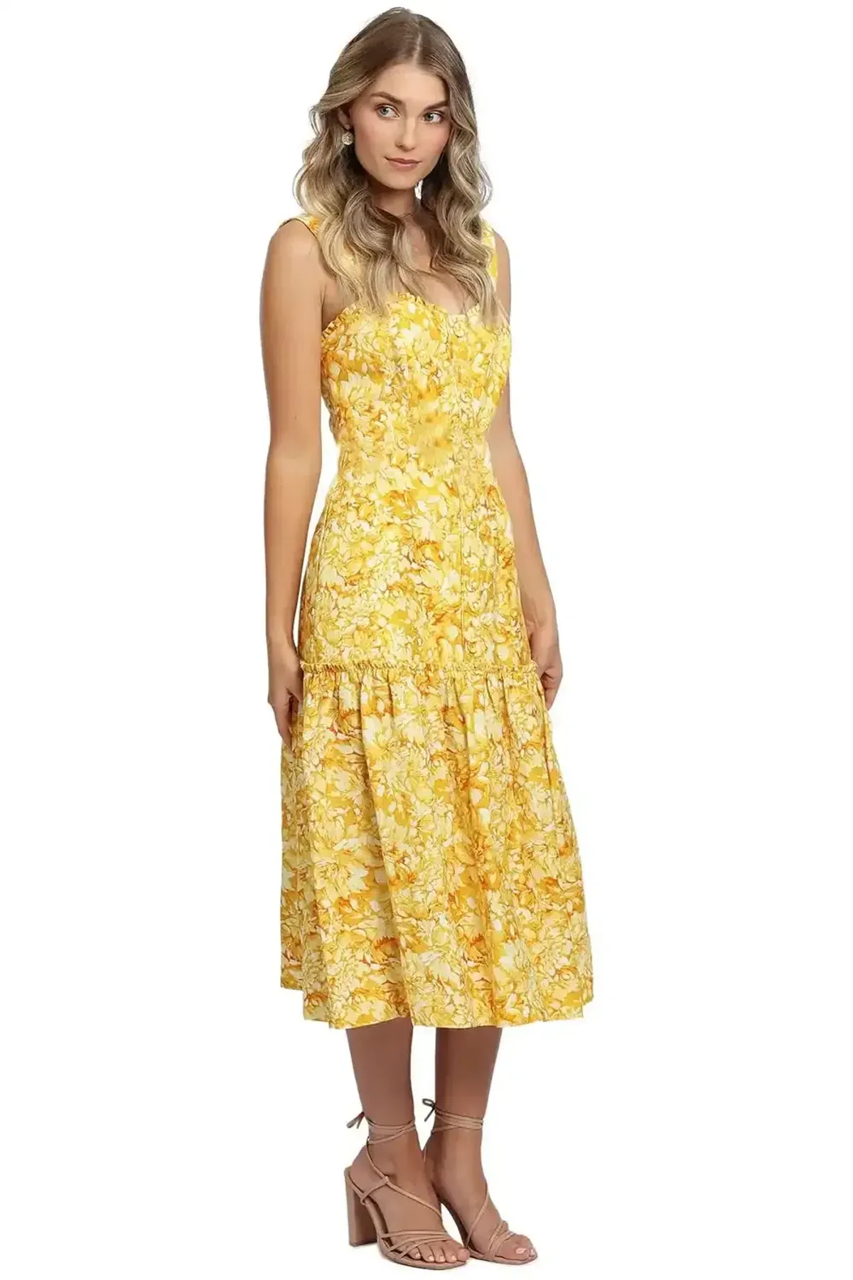 Rebecca Vallance Gialla Midi Print Yellow Size AU 12 - Image 2