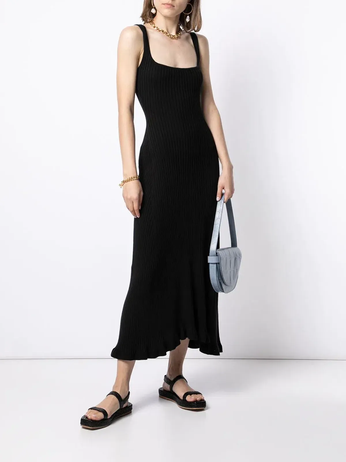 Anna Quan Dido Rib Knit Midi Dress Black Size 8 - Image 1