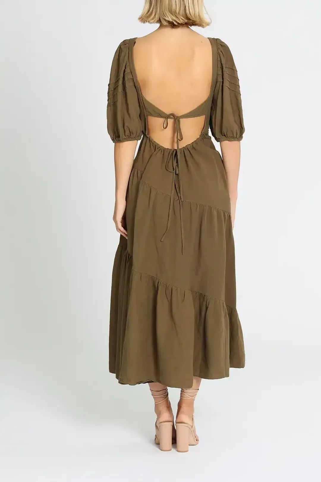Shona Joy Juliana Midi Dress Khaki Size 10 for rent on The Volte - main image