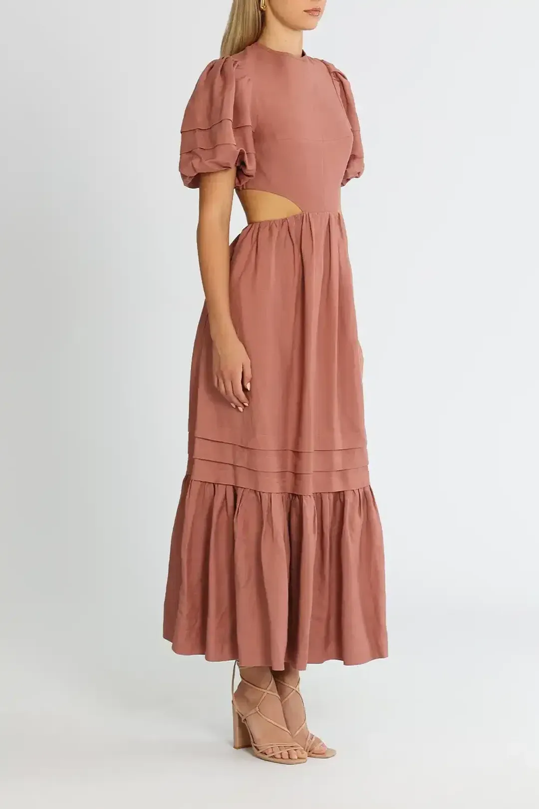 Shona Joy Vega Cut Out Open Back Midi Dress Rose Pink Size 14 for rent on The Volte - main image