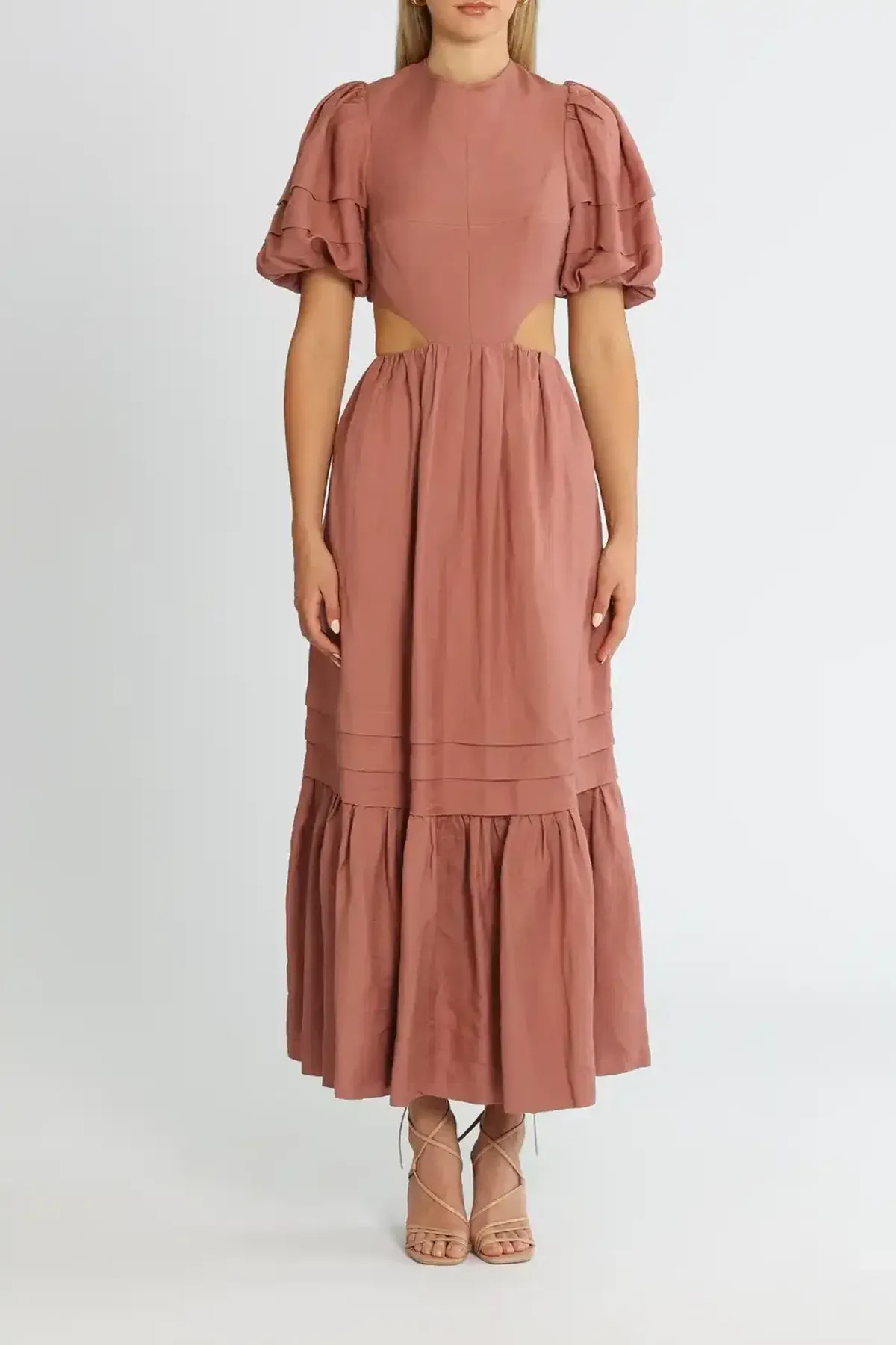 Shona Joy Vega Cut Out Open Back Midi Dress Rose Pink Size 14 - Image 1