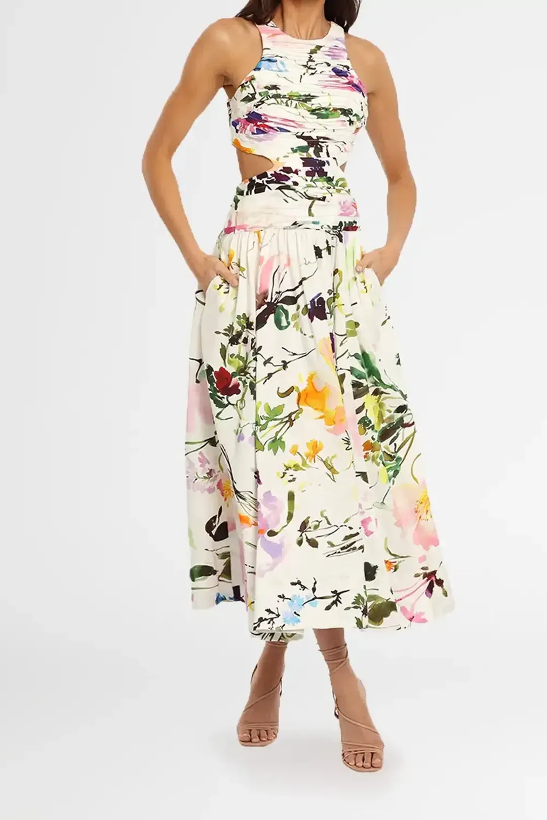 AJE Introspect Midi Dress Floral Multi  Size 6 for rent on The Volte - main image