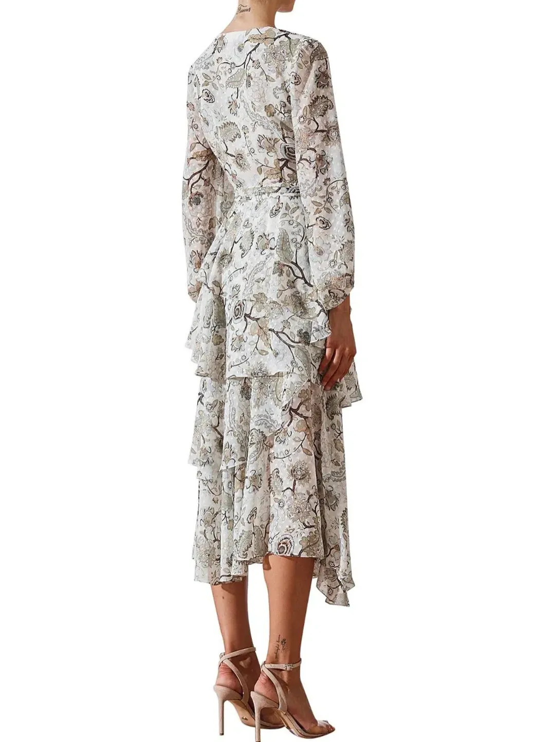Shona Joy Quinn Tiered Midi Dress Floral Size 10 for rent on The Volte - main image