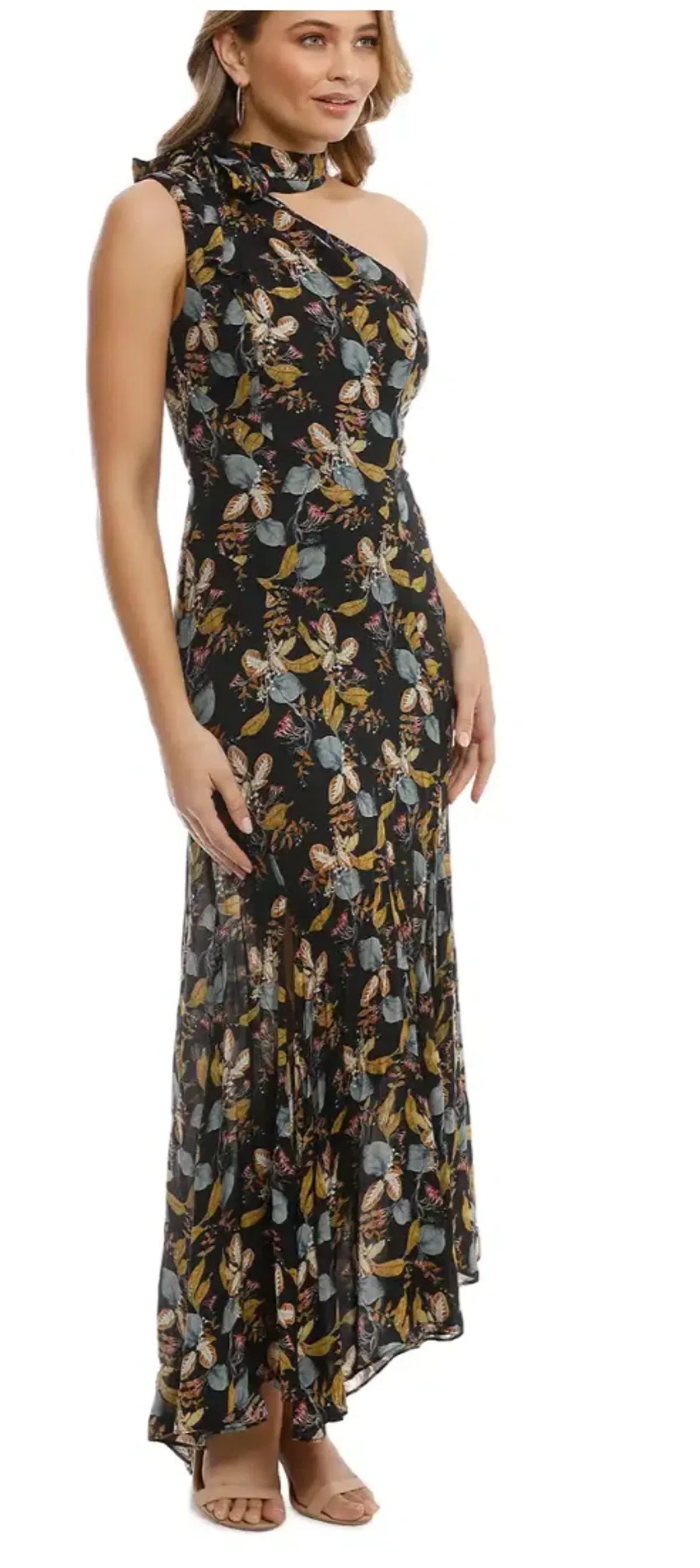 Nicholas Ava Tie Neck Maxi Dress Floral Size 10 - Image 2