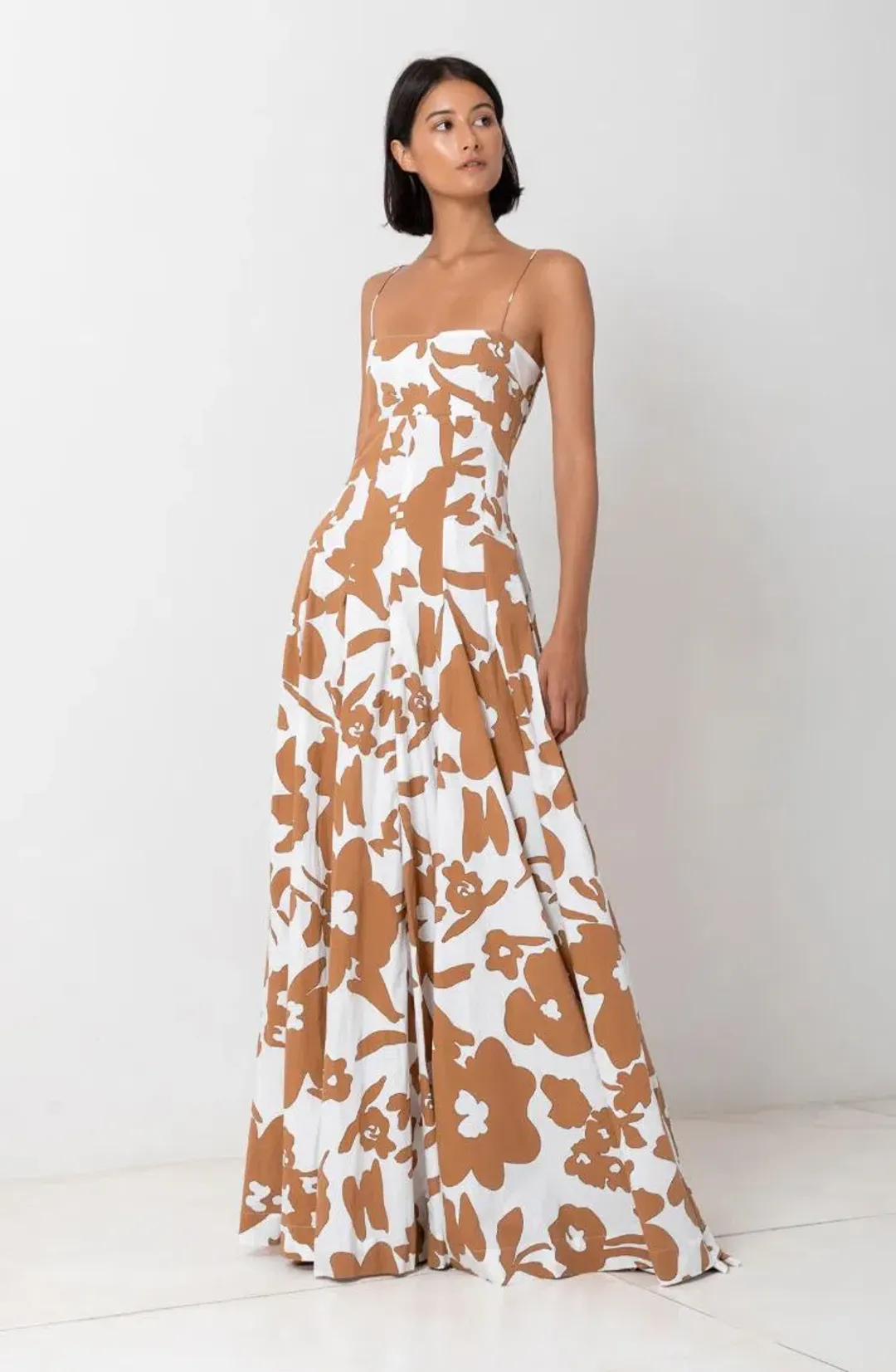 SWF Bandeau Spaghetti Strap Maxi Dress in Dusty Dahlia Print Size S (AU 8) for rent on The Volte - main image