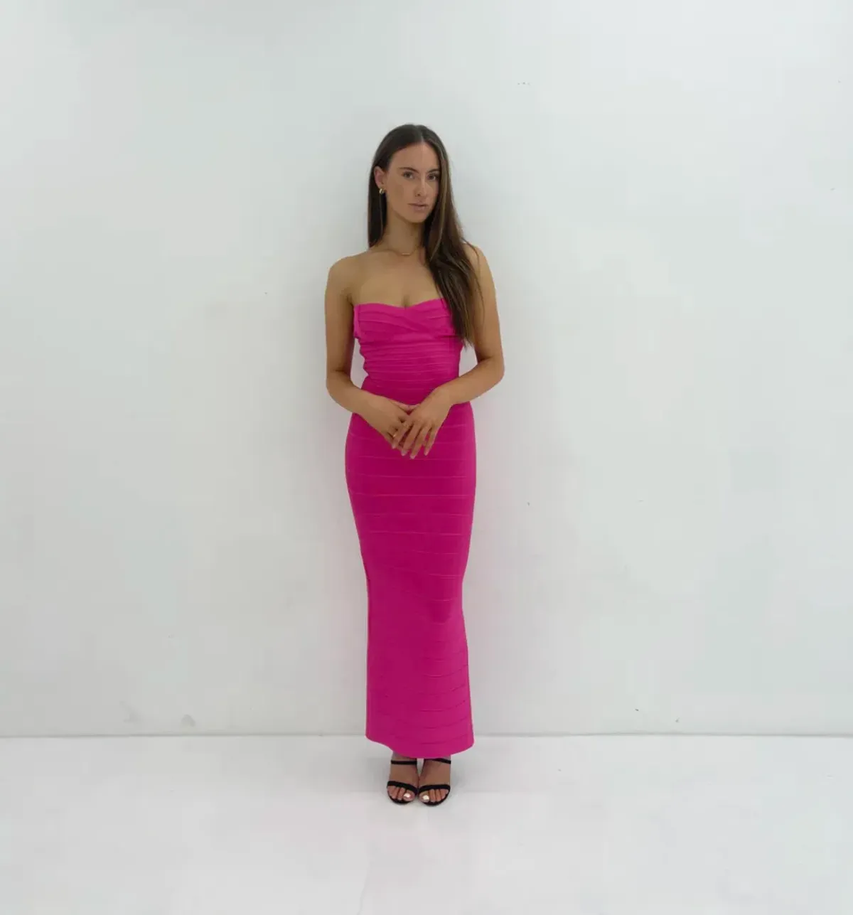Herve Leger Strapless Gown Pink Size XS / AU 6 - Image 1