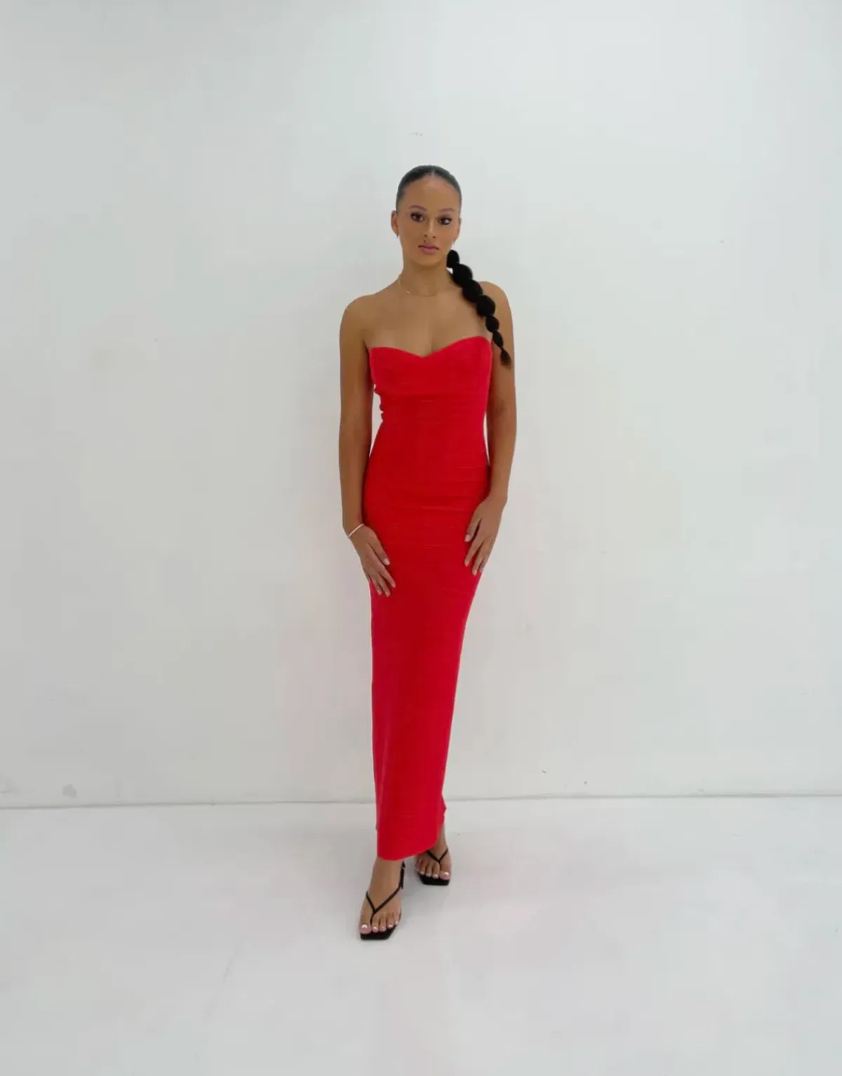 Herve Leger Strapless Gown Red Size S / AU 8 - Image 1