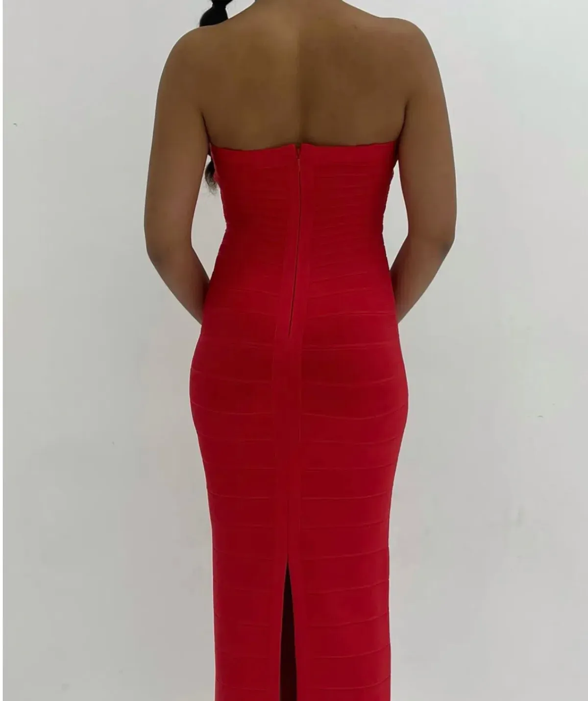 Herve Leger Strapless Gown Red Size S / AU 8 - Image 4