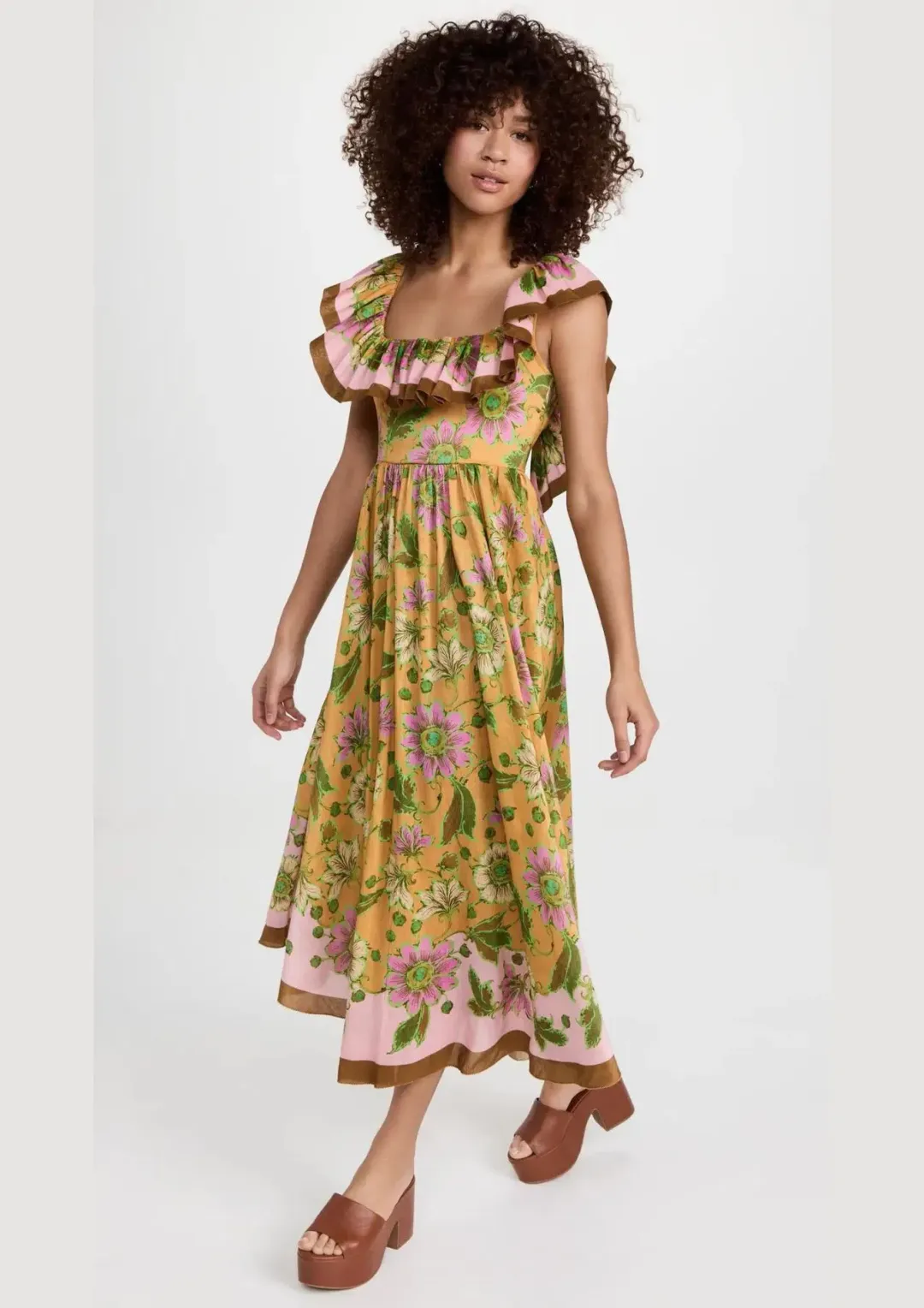 Alemais Winnie Ruffle Midi Dress Floral Size 10 for rent on The Volte - main image