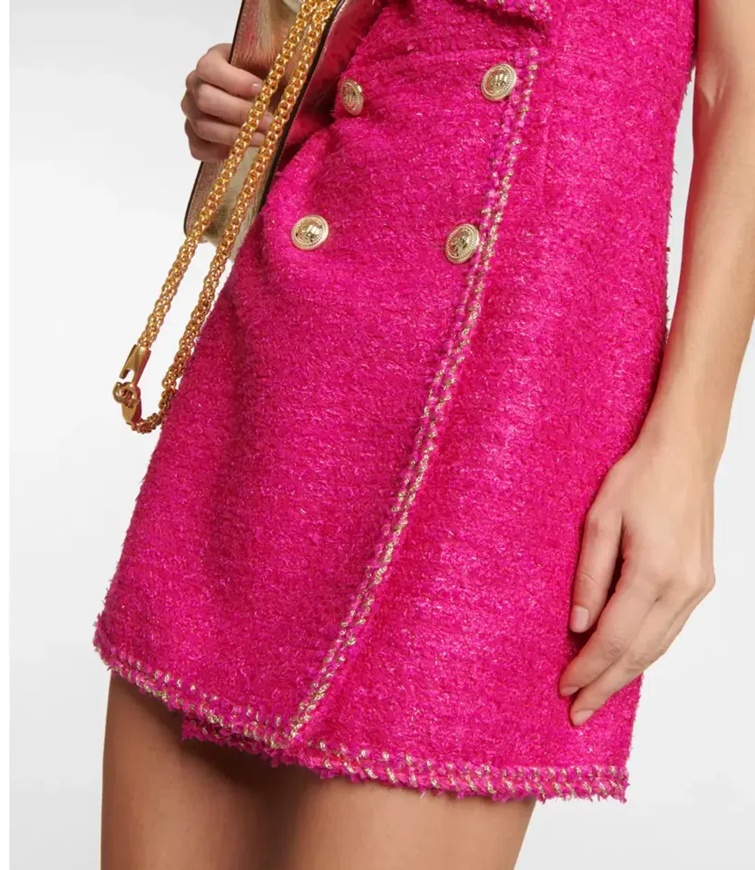 Rebecca Vallance Palais Sleeveless Tweed Blazer Mini Dress Pink Size AU 10 for rent on The Volte - main image