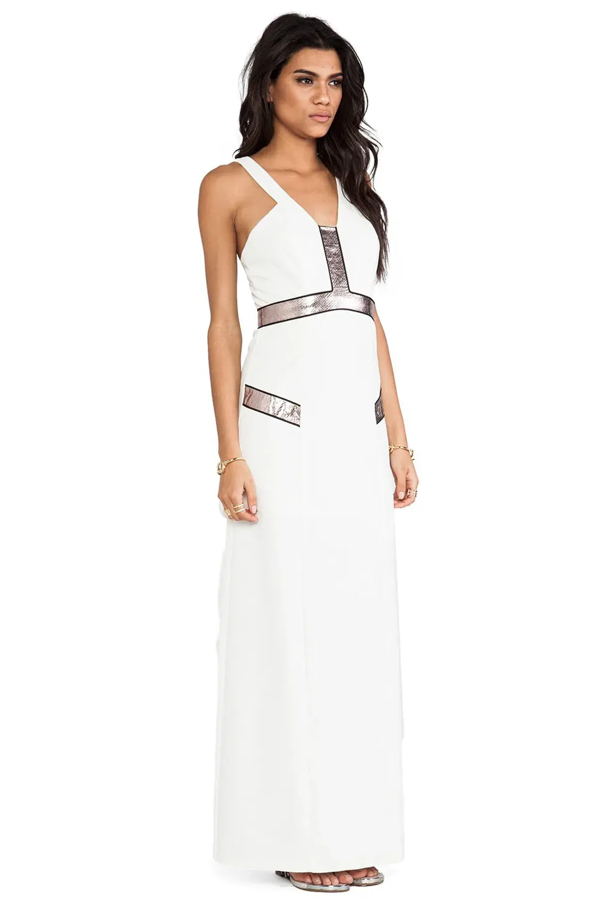 Bariano Lumier Queen Serpent Maxi Dress White Size 6 - Image 1