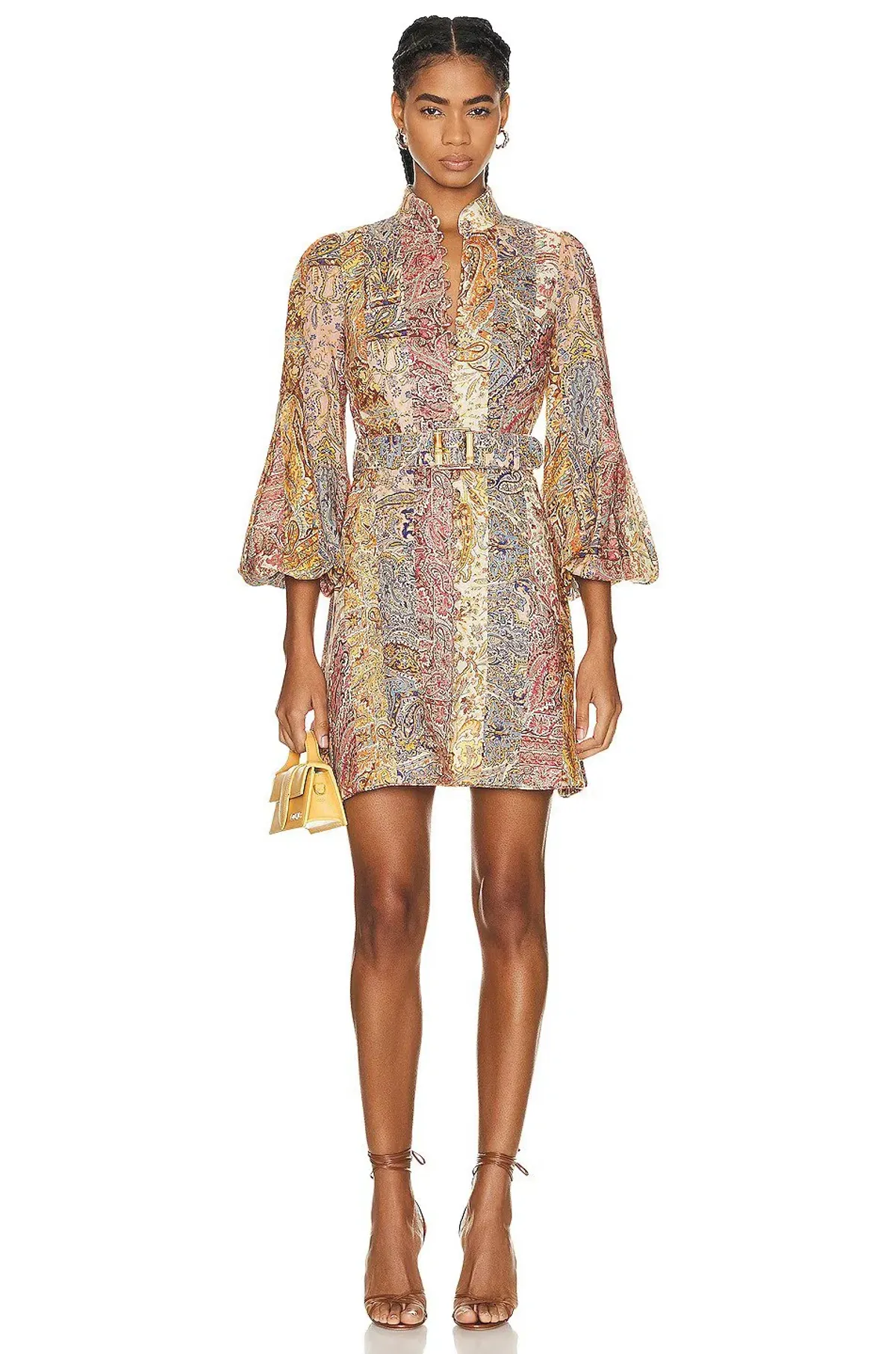 Zimmermann The Luminosity Belted Mini Dress in Multi Paisley Stripe Size 0/ Au 8  - Image 1