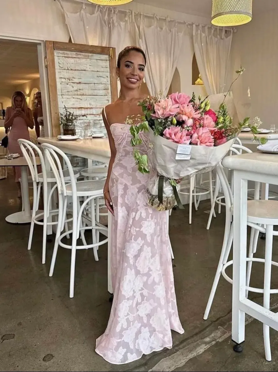 House Of Cb Seren Maxi Dress Soft Pink Size 8 for rent on The Volte - main image