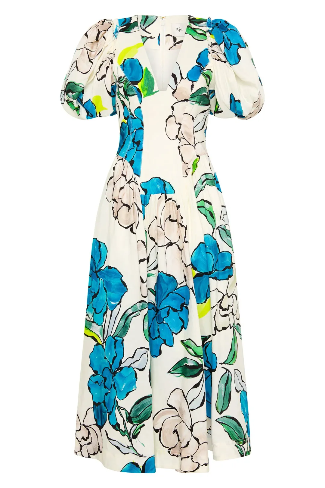 AJE Pedestal Corseted Midi Dress Cool Camellia  Size 8  for rent on The Volte - main image