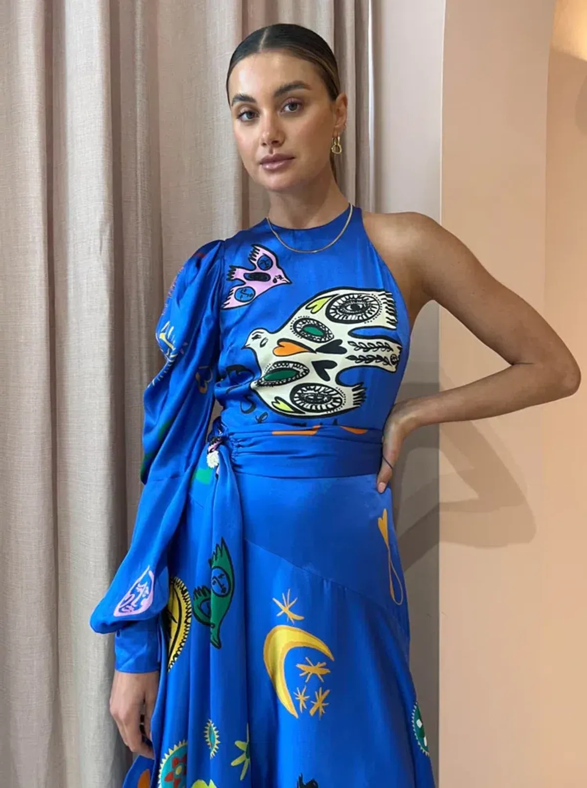 Alemais Soliel One Shoulder Midi Dress in Cobalt Size 8  - Image 2