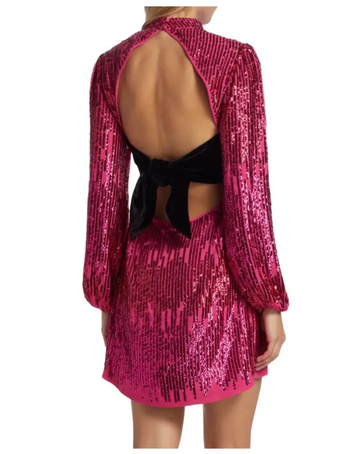 Rixo London Lara Sequined Mini Dress Hot Pink Size 10 - Image 3
