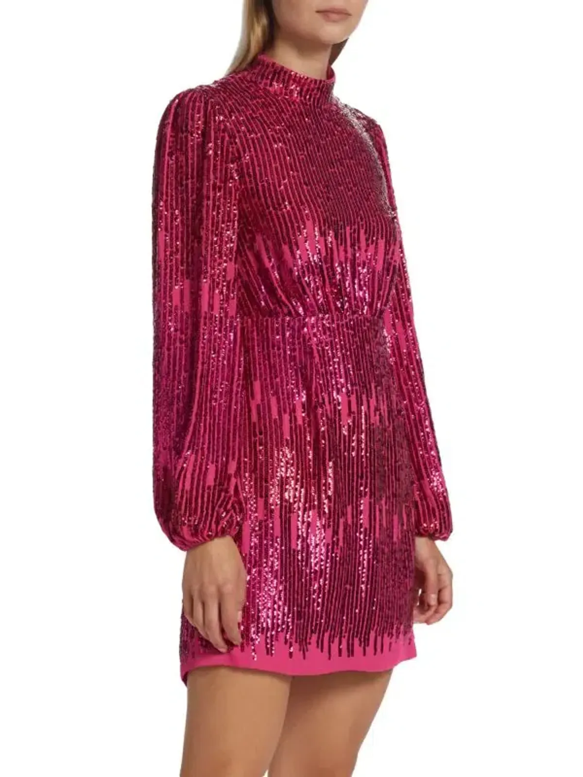 Rixo London Lara Sequined Mini Dress Hot Pink Size 10 - Image 4