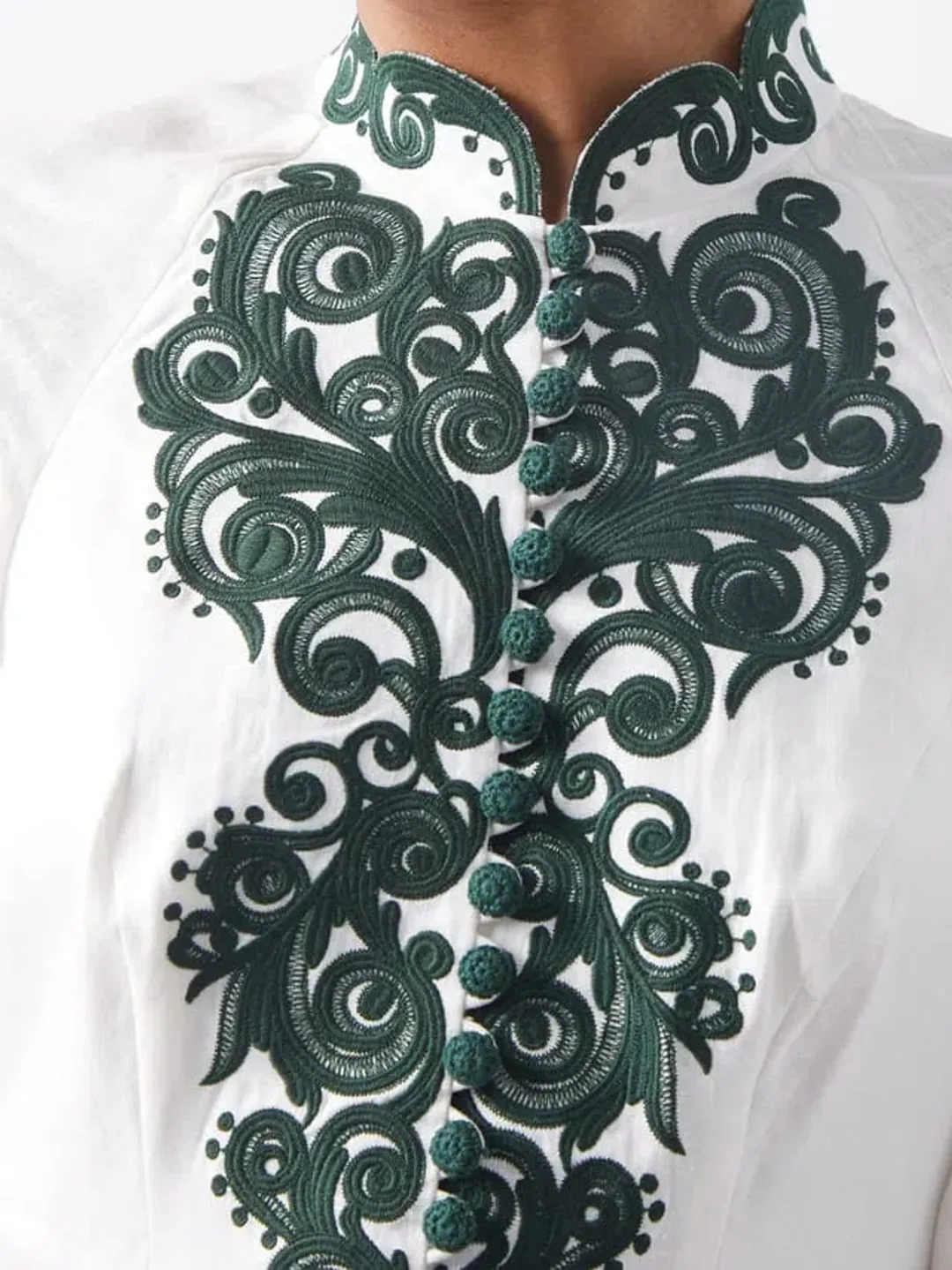 Zimmermann Anneke Tassel-Trimmed Embroidered Linen Dress Ivory/Green Size 0 / Au 8  for rent on The Volte - main image