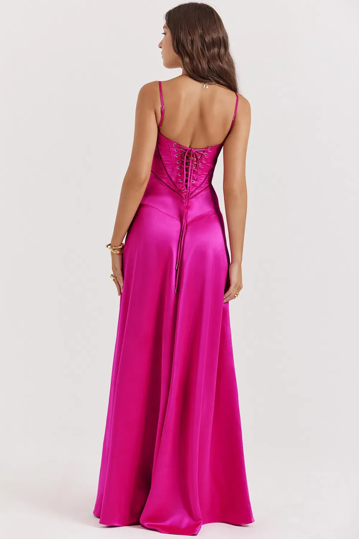 House of CB Anabella Seren Lace Up Corset Maxi Dress in Hot Pink Fuchsia Size XS / AU 6  - Image 3