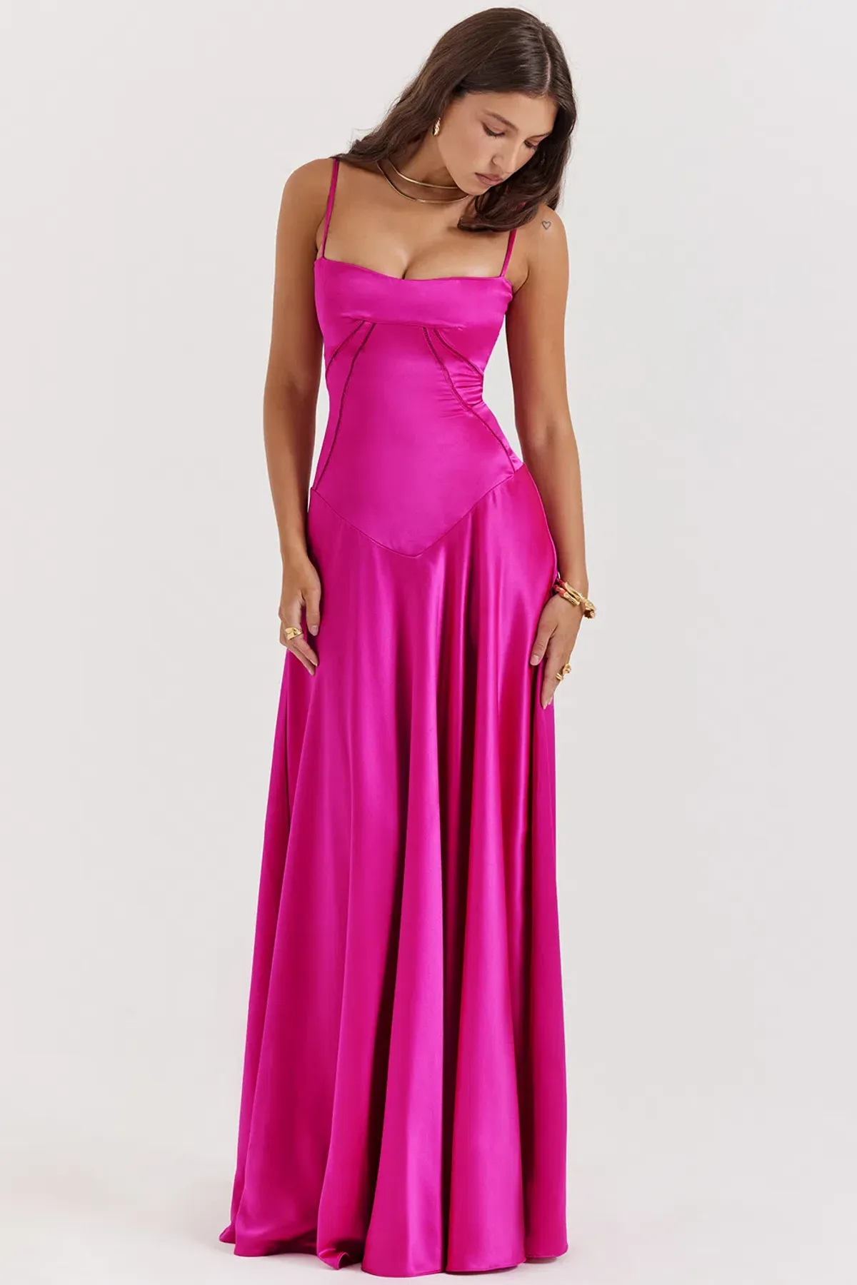 House of CB Anabella Seren Lace Up Corset Maxi Dress in Hot Pink Fuchsia Size XS / AU 6  - Image 2