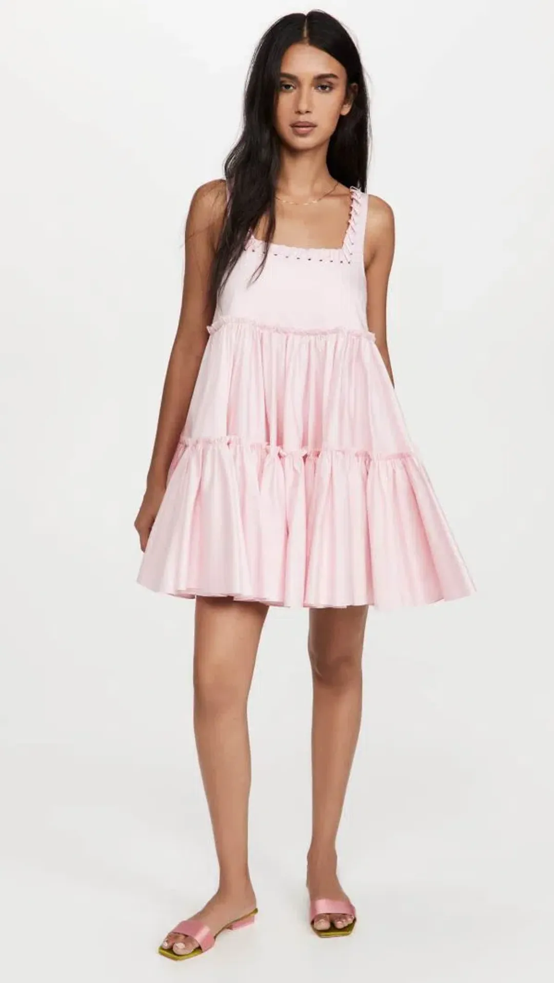 Aje Hushed Laced Sleevless Mini Dress Pink Size AU 6 for rent on The Volte - main image