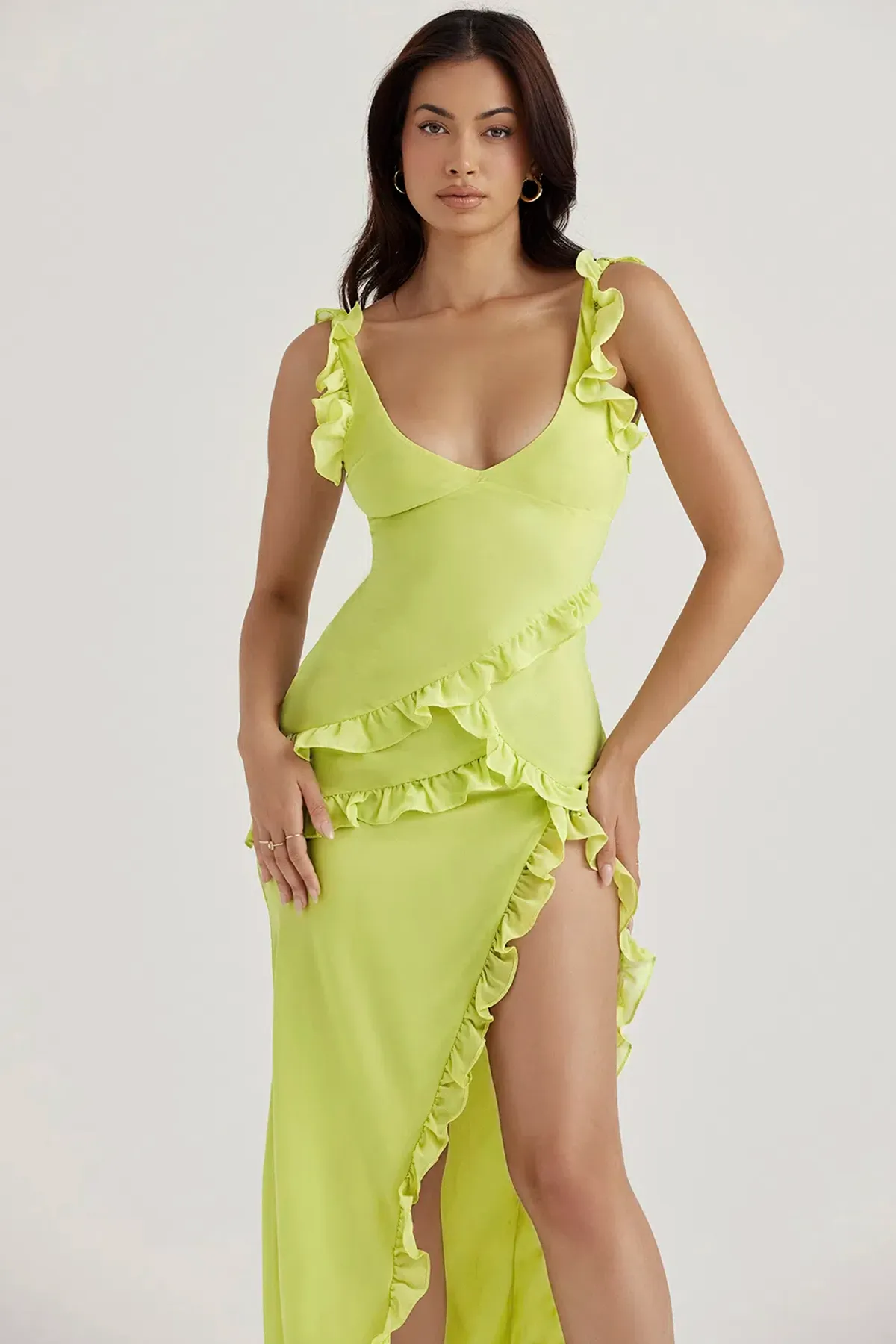 House of CB Pixie Ruffle Maxi in Lime Green Size 8 / Small - Image 5