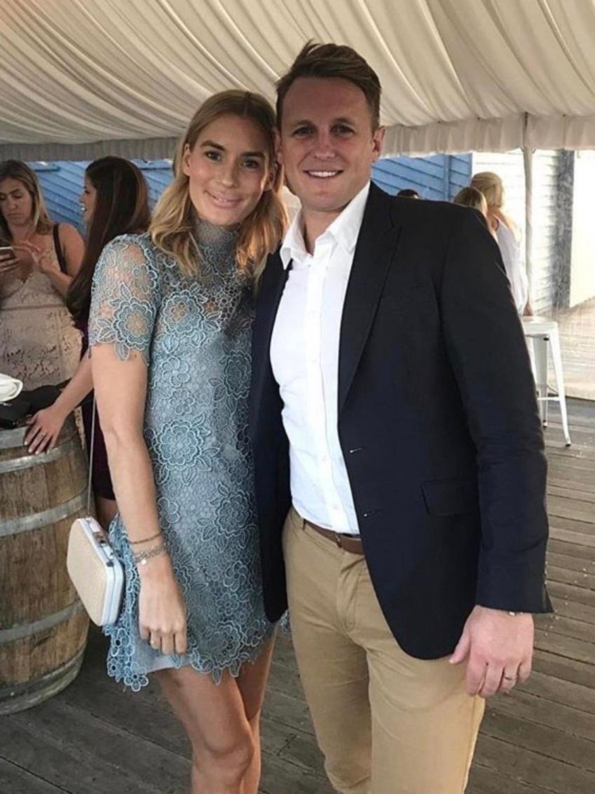 Self Portrait Peep Back Mini Dress - Icey Blue size 14 - Image 3