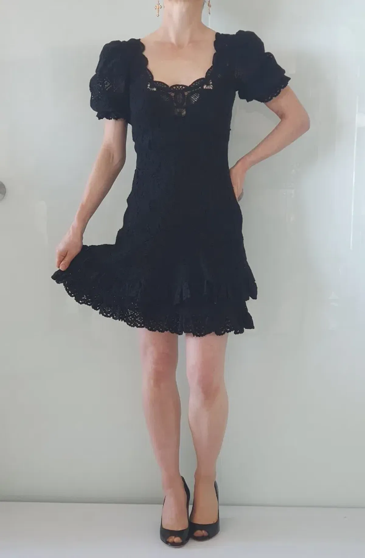 Jonathan Simkhai Crochet Lace Mini Dress Black Size 6 - Image 3