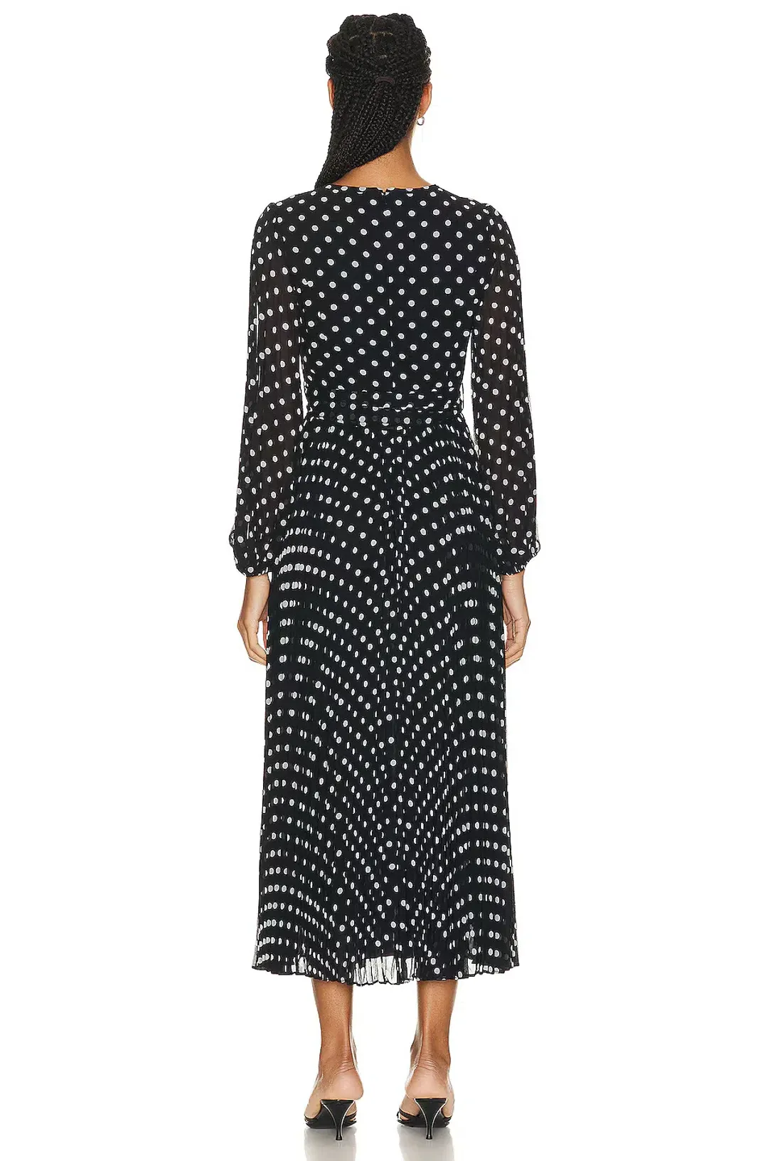 Zimmermann Sunray Long Sleeve Midi Dress in Black/Cream Dot Size 0 / AU 8 for rent on The Volte - main image